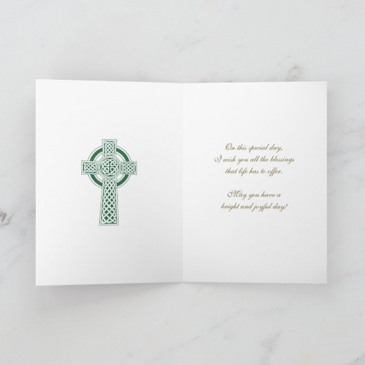 Carte Saint Patrick's Day Anniversaire Croix celtique ve (Intérieur)