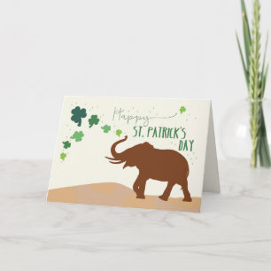 Carte Saint Patricks Day avec Joyful Elephant et Shamroc