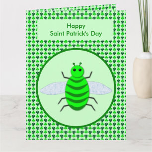 Carte Saint Patricks Day Bee et Shamrocks