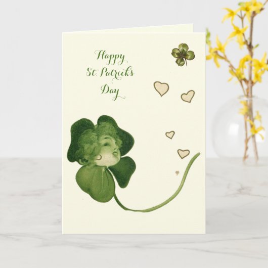 CARTE SAINT PATRICK'S DAY CHALEUREUSES SHAMROCKS DAMES A (Fleur jaune)