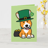 Carte Saint Patrick's Day Corgi Leprechaun Chien Chien C (Fleur jaune)