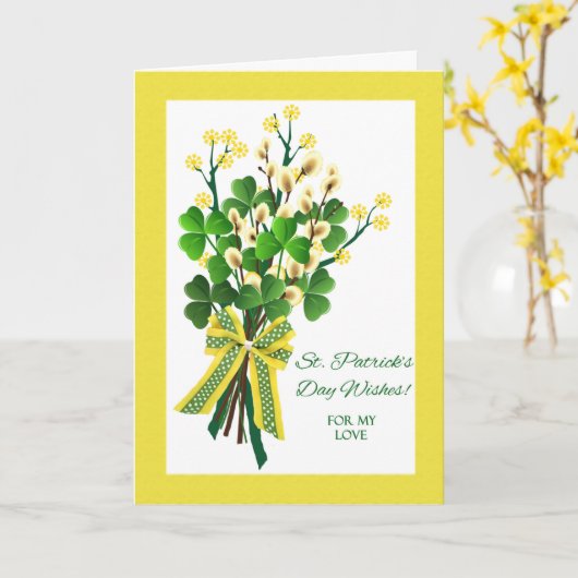 Carte Saint Patrick's Day for Fiancee avec Shamrock (Fleur jaune)