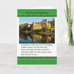 Carte Saint Patrick's Day Grand-mère, Poème, Château