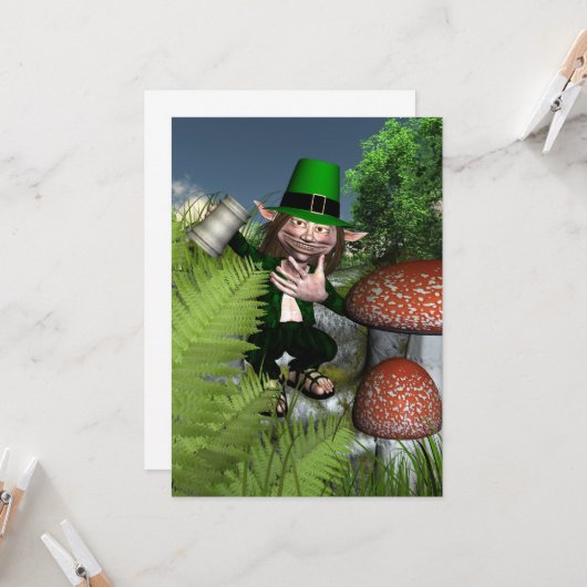 Carte Saint Patrick's Day Leprechaun (Devant/Arrière en situation)
