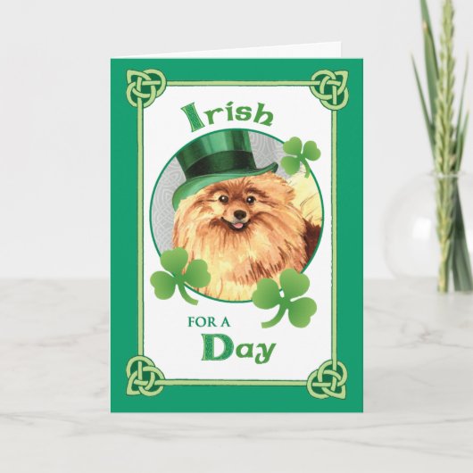 Carte Saint Patrick's Day Pomeranian (Devant)