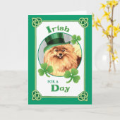 Carte Saint Patrick's Day Pomeranian (Fleur jaune)