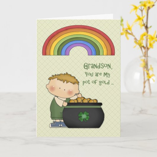 Carte Saint Patrick's Day, Pot of Gold, Grand-fils (Fleur jaune)
