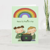 Carte Saint Patrick's Day, Pot of Gold, Rainbow, Childre (Devant)