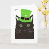 Carte Saint Patricks Day pour Girlfriend Black Cat en Ca (Fleur jaune)