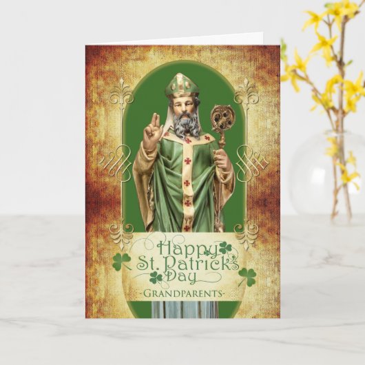 Carte Saint Patrick's Day pour grands-parents avec statu (Fleur jaune)