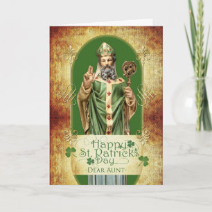 Carte Saint Patrick's Day pour tante avec Saint Statue