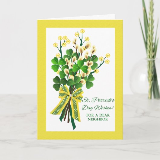 Carte Saint Patrick's Day pour Voisin avec Shamrock (Devant)