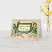 Carte Saint Patrick's Day Salutations fille shamrock (Fleur jaune)