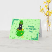 Carte Saint Patrick's Day Shamrock Pot of Gold Black Cat (Fleur jaune)