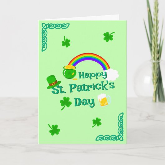 Carte Saint Patrick's Day Shamrock Pot of Gold Celtic Kn (Devant)