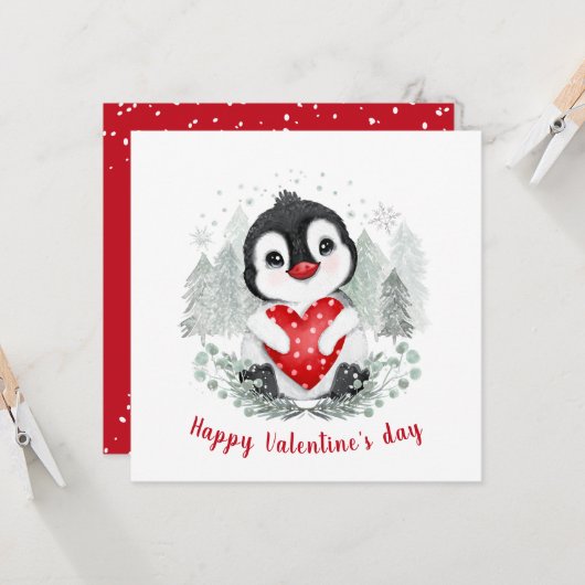 Carte Saint-Pingouin Saint-Valentin (Devant/Arrière en situation)