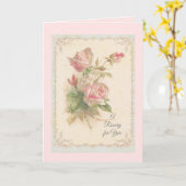 Carte Saint Rosaire avec roses roses roses Prière (Fleur jaune)