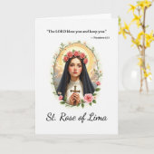 Carte Saint Rose de Lima Écriture Rose de la Paix de Die (Fleur jaune)