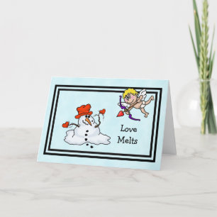 Carte Saint-Snowman et Cupidon Valentin