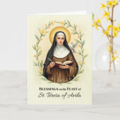 Carte Saint Thérèse d'Avila Fête Bénédiction Fête Floral (Fleur jaune)