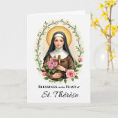 Carte Saint Thérèse de Lisieux Fête des Bénédictions Ros (Fleur jaune)