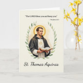 Carte Saint Thomas d'Aquin Dieu la paix avec les écritur (Fleur jaune)