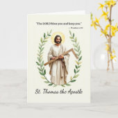 Carte Saint Thomas l'Apôtre, que la paix et les bénédict (Fleur jaune)