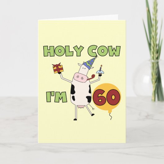 Carte Saint Vache J'ai 60 T-shirts et cadeaux d'annivers (Devant)