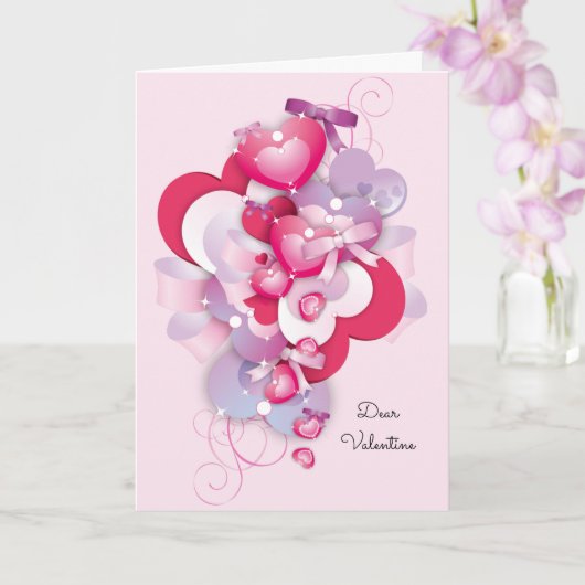 Carte Saint Valentin 2 Coeurs 1 Love Couple's Pretty (Orchidée)