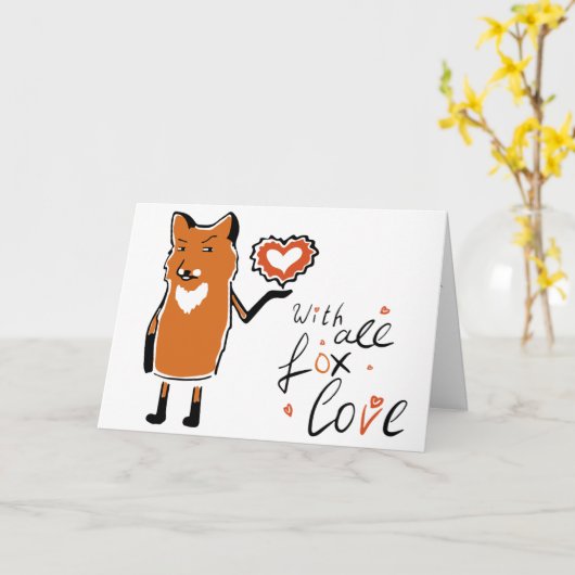 Carte Saint-Valentin adorable Fox (Fleur jaune)