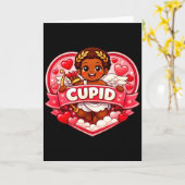 Carte Saint-Valentin afro-américain Cupidon  (Fleur jaune)