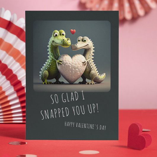 Carte Saint-Valentin Alligator Crocodile Couple Drôle