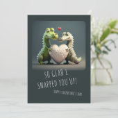 Carte Saint-Valentin Alligator Crocodile Couple Drôle (Debout devant)