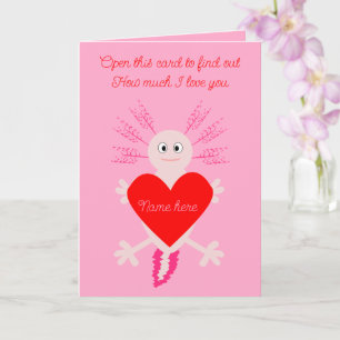 Carte Saint-Valentin Amour Cœur Axolotl Nom Personnalisé