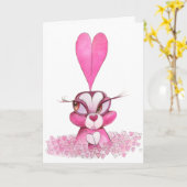 Carte Saint Valentin Amour lapin ! (Fleur jaune)
