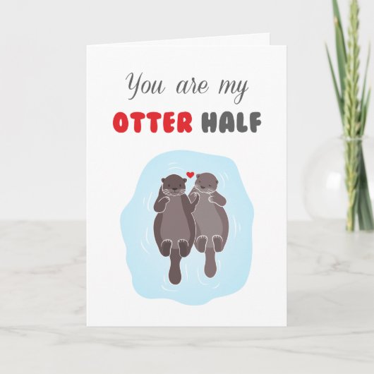 Carte Saint-Valentin Amour Mignon Otter Romantique Moiti (Devant)