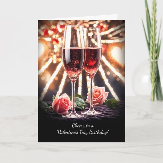 Carte Saint Valentin Anniversaire Salue Champagne et Ros (Devant)