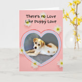 Carte Saint Valentin aux chiots blancs mignons (Fleur jaune)