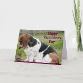 Carte Saint Valentin avec Basset Hound et Coeurs (Devant)