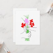 Carte Saint Valentin avec Bouquet de Fleurs en coeur (Devant/Arrière en situation)