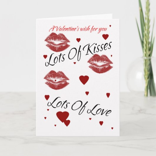 Carte Saint Valentin avec Coeurs et Baisers (Devant)