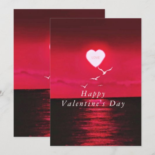 Carte Saint-Valentin avec coucher de soleil romant (Devant / Derrière)