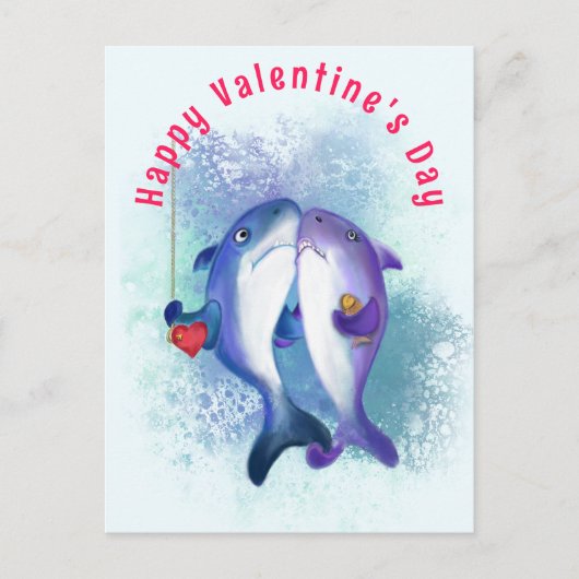 Carte Saint-Valentin avec Couple Shark Love Funny (Devant)