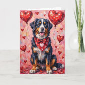 Carte Saint-Valentin avec des cœurs de Bouviers bernois (Devant)