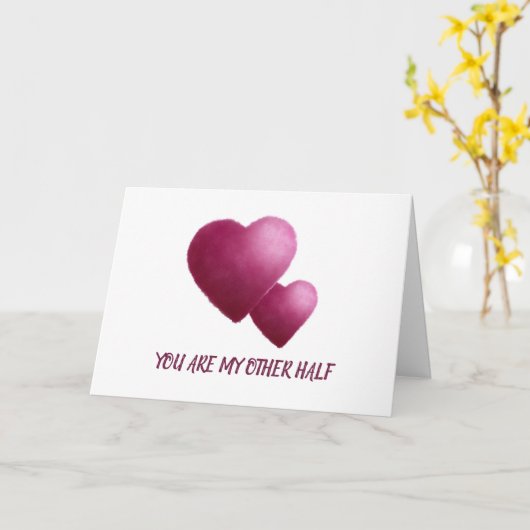 Carte Saint-Valentin avec deux Coeurs d'aquarelle (Fleur jaune)