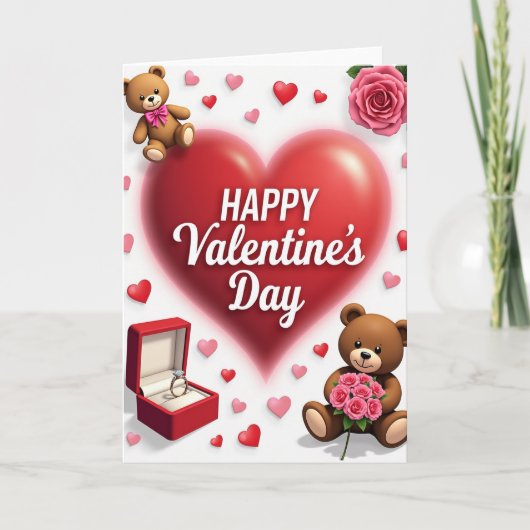 Carte Saint-Valentin avec feuille d'or fausse (Devant)