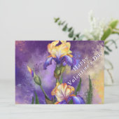 Carte Saint Valentin avec Fleurs Iris (Debout devant)