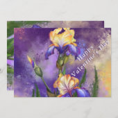 Carte Saint Valentin avec Fleurs Iris (Devant / Derrière)
