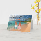 Carte Saint Valentin avec Gnomes sur la plage (Fleur jaune)