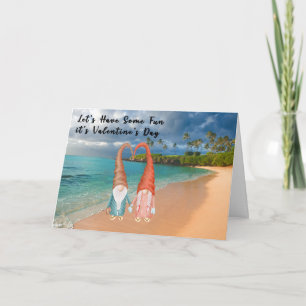 Carte Saint Valentin avec Gnomes sur la plage